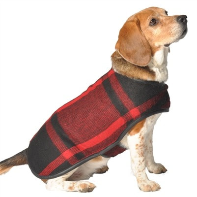 red plaid dog coat